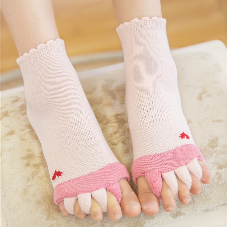 Love Patterned Foot Alignment Socks Open Toe Massage Socks for Crooked Toes Hammer Toes